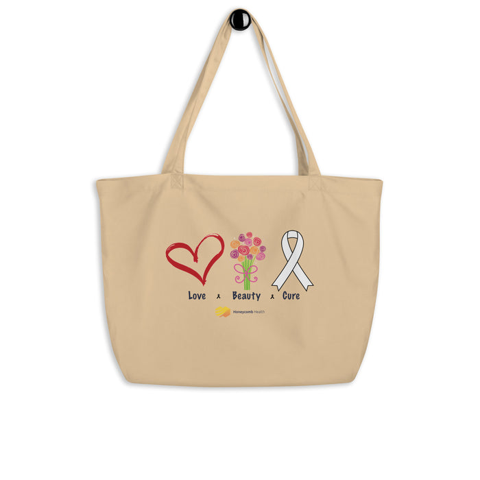 Honeycomb Health Love, Beauty, Cure Large Organic Tote Bag