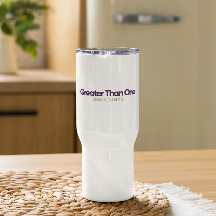 Greater Than One Making People Better Small Logo Travel Mug