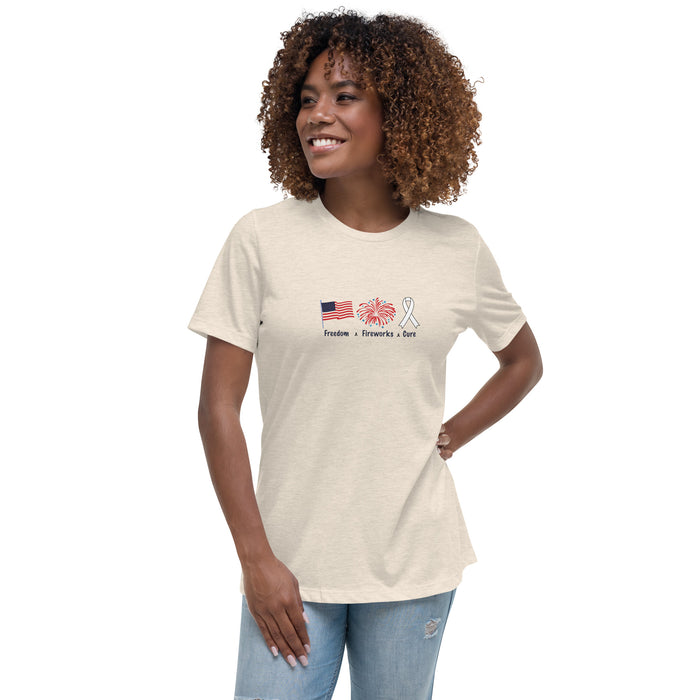 Freedom, Fireworks, & Cure Women's Relaxed T-Shirt